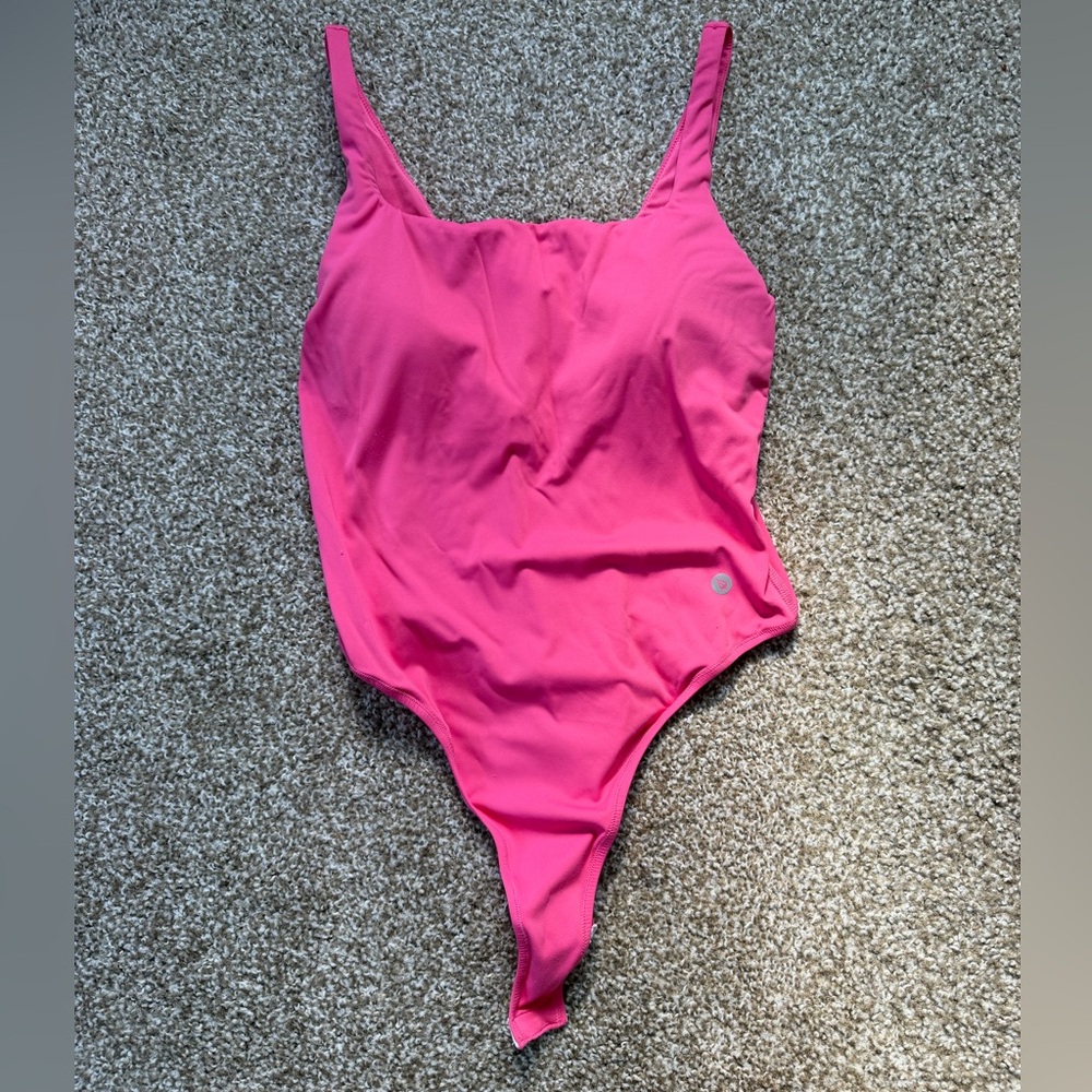 Pink Square Neck Bodysuit